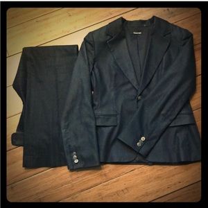 Tahari Navy Blue Denim Pantsuit